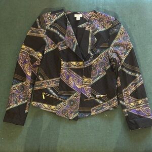 Chico's Black and Purple Patterned Blazer